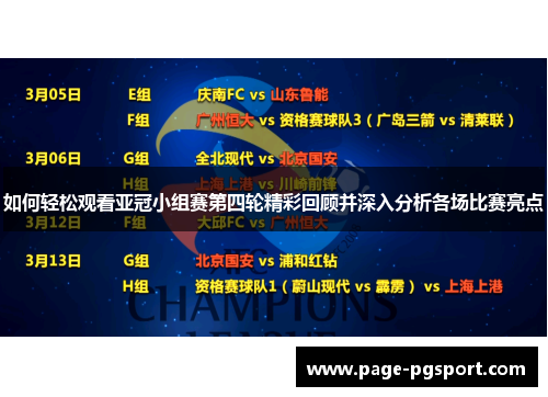 如何轻松观看亚冠小组赛第四轮精彩回顾并深入分析各场比赛亮点