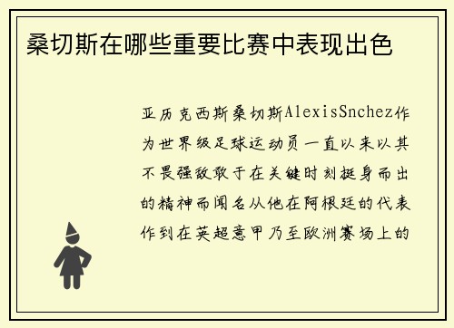 桑切斯在哪些重要比赛中表现出色